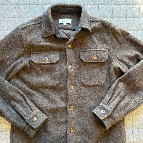 Anián Field Coat Recycled Wool Overshirt Canada - Men's Medium - Wharf Brown - Picture 1 of 3